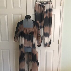 3 Piece New York & Company Sweet Pea  Tie Dye Joggers Pants Top Jacket S & M
